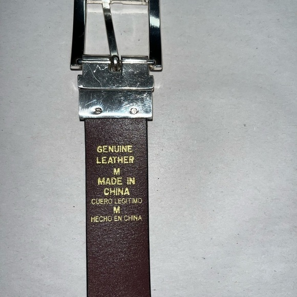 Men’s black genuine leather silver work career buckle belt. Size medium - Picture 8 of 14